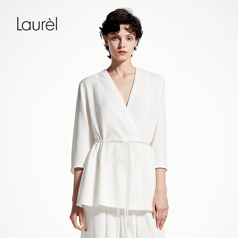 【粘纤】Laurel劳芮25夏新款淡人弹力无领收腰西装女LWL352T06100