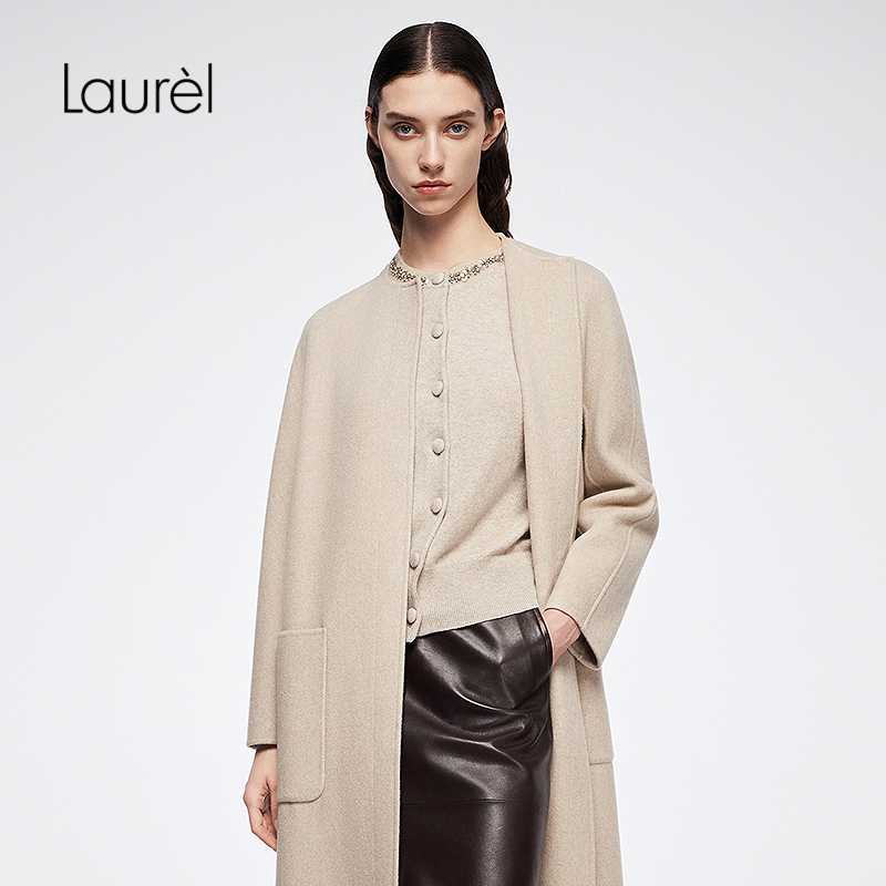 【超细羊毛料】Laurel劳芮25秋新款钉珠开衫LWL364M01200