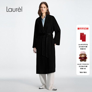 【山羊绒】Laurel劳芮25秋新款西装领收腰长款大衣LWL355D01200