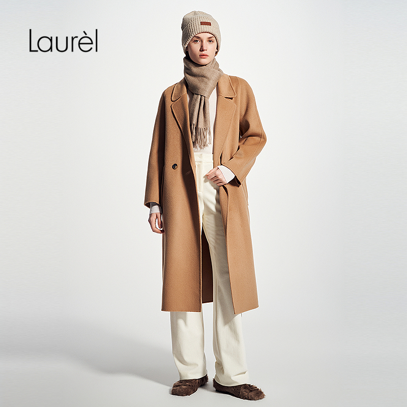 【绵羊毛】Laurel劳芮25春秋新款绵羊毛双面呢大衣女LWD346D01100