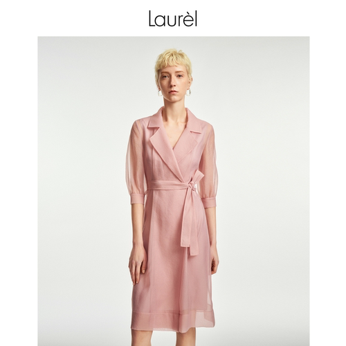 LAUREL欧根纱收腰连衣裙