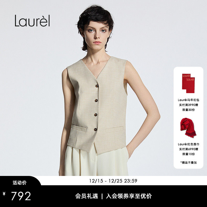 Laurel劳芮25春秋新款复古修身马甲女LWD365B00500