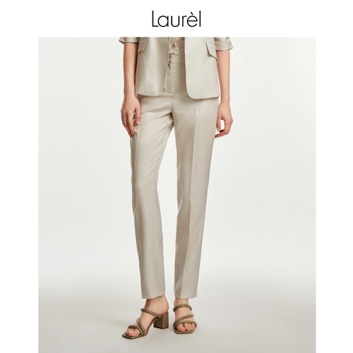 LAUREL轻浅灰光感纤维锥形裤