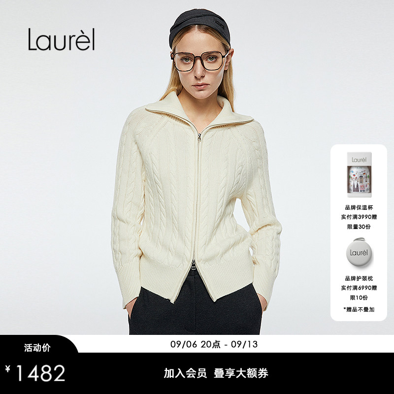 Laurel劳芮新款高智感翻领扭花毛衫LWD363M01600