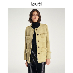 小香风直身型大衣女LWD343D00100 Laurel劳芮新款 小香风