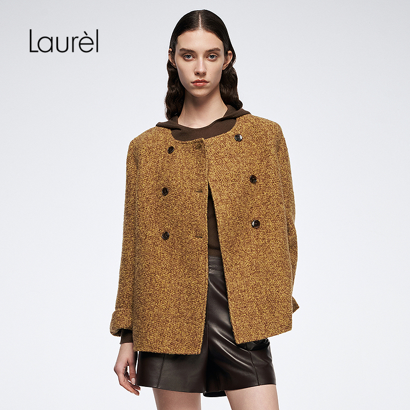 【圈圈纱双面呢】Laurel劳芮25秋新款箱型双排扣大衣LWL364D06000