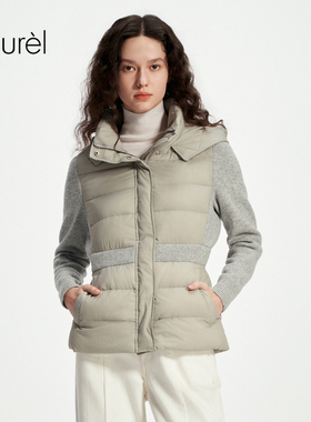 Laurel劳芮新款针织拼接排骨羽绒服LWD344L01700