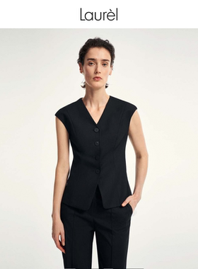 Laurel劳芮新款V领无袖背心马甲女 LWD353B00200