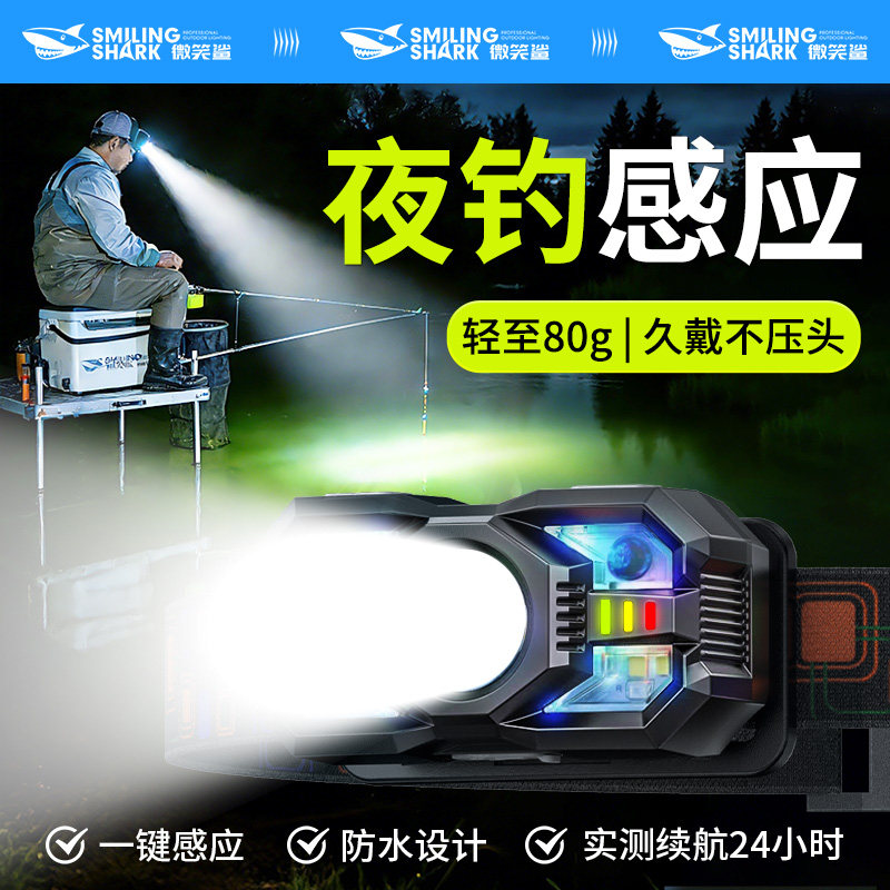 钓鱼专用头灯2026新款强光超亮户外夜钓感应头戴式照明灯超长续航