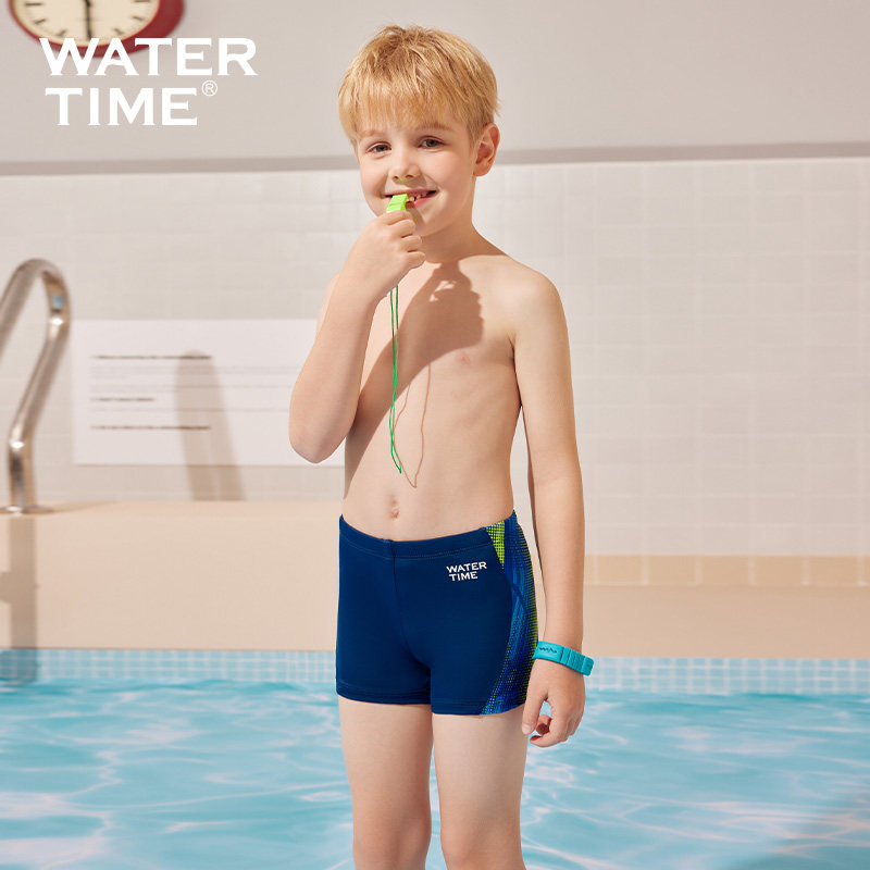 WaterTime儿童泳裤男童专业训练平角速干抗氯游泳专用装备游泳裤