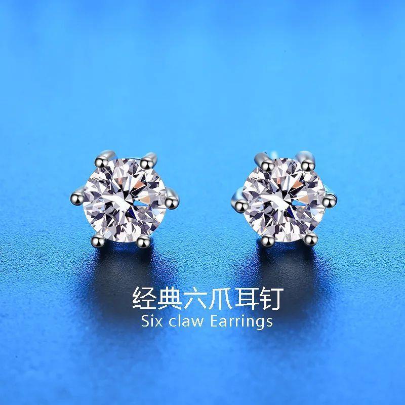925 Sterling Silver Stud Earrings zircon For Women Fashion E