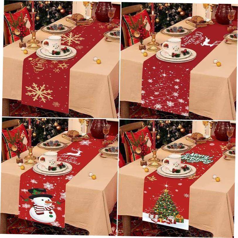 Christmas Table Runner Print Winter Snowflake Tablecloth Hol