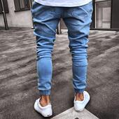 jeans casual new 2018 male men trousers ripped denim fashion
