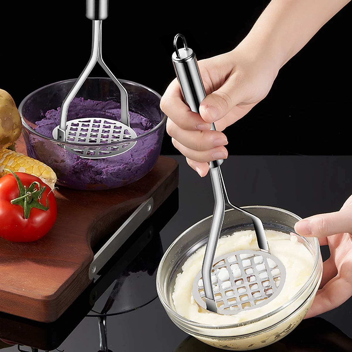 Stainless Steel Potato Mashers Ricers Masher Puree Purple Sw