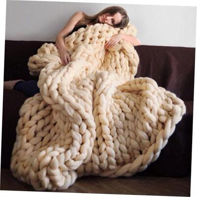 Knitting Throw Blankets Yarn Knitted Blanket Hand-knitted1