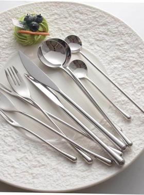 Bright silver 304 Western tableware fruit fork tea spoon