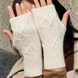 for Women Wool Finger Knitting Warm Gloves Soft Half Winter