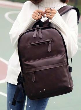 Business Backpacks For Men Waterproof PU Leather Laptop Bag