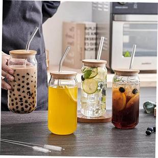 With Lid and 550ml Transparent Glass Straw Bubble 400ml