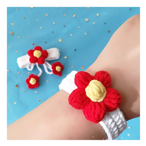 .小红花编织手链diy手工钩织diy手链成品古法送你一朵小红花手环