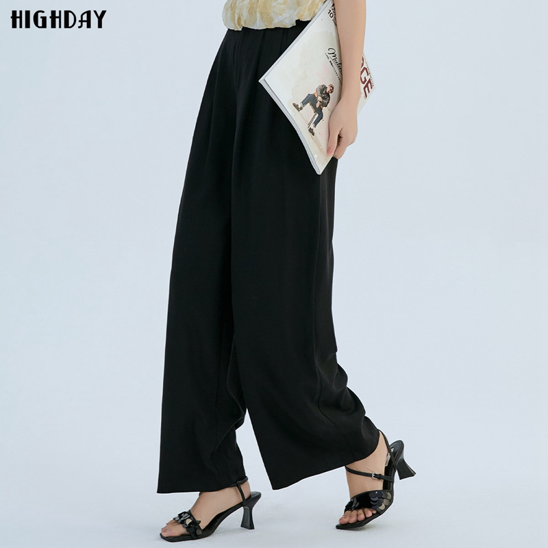 highday轩日2024商场同款休闲裤女春秋新品高腰垂感气质阔腿长裤