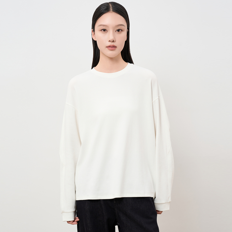 HIGH DAY/轩日长袖T恤2025秋冬季新品纯色基础百搭圆领内搭上衣女