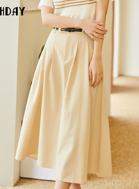 highday轩日2025夏季新款高腰纯色半身裙过膝西装裙女QZ04CE32537