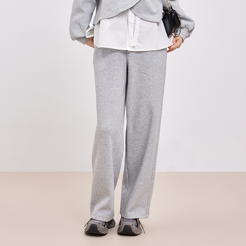 鲁思蒂休闲卫裤2024新款女春秋气质高腰显瘦宽松垂坠感直筒长裤子