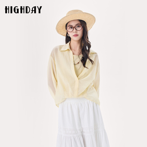 highday轩日2026春季新款假两件时尚气质衬衫松弛感宽松防晒衬衣