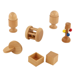 可美特一岁宝宝蒙氏玩具婴幼儿蛋杯摇摇看堆堆看铃铛摇铃方块套环