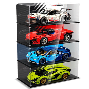 POP适用乐高赛车展示盒保时捷911法拉利兰博基尼亚克力透明收纳盒