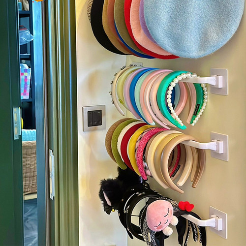 发箍收纳神器壁挂式免打孔挂钩架