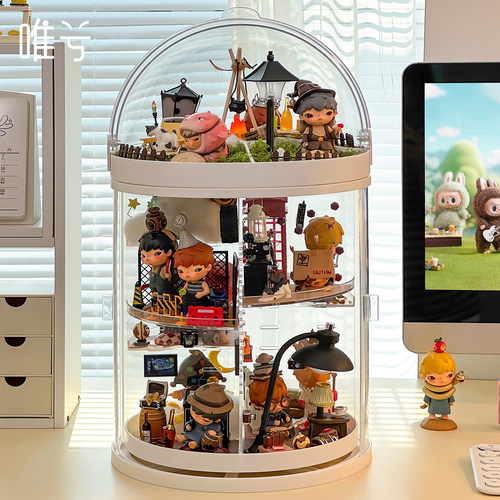 小野盲盒收纳展示架旋转防尘娃柜