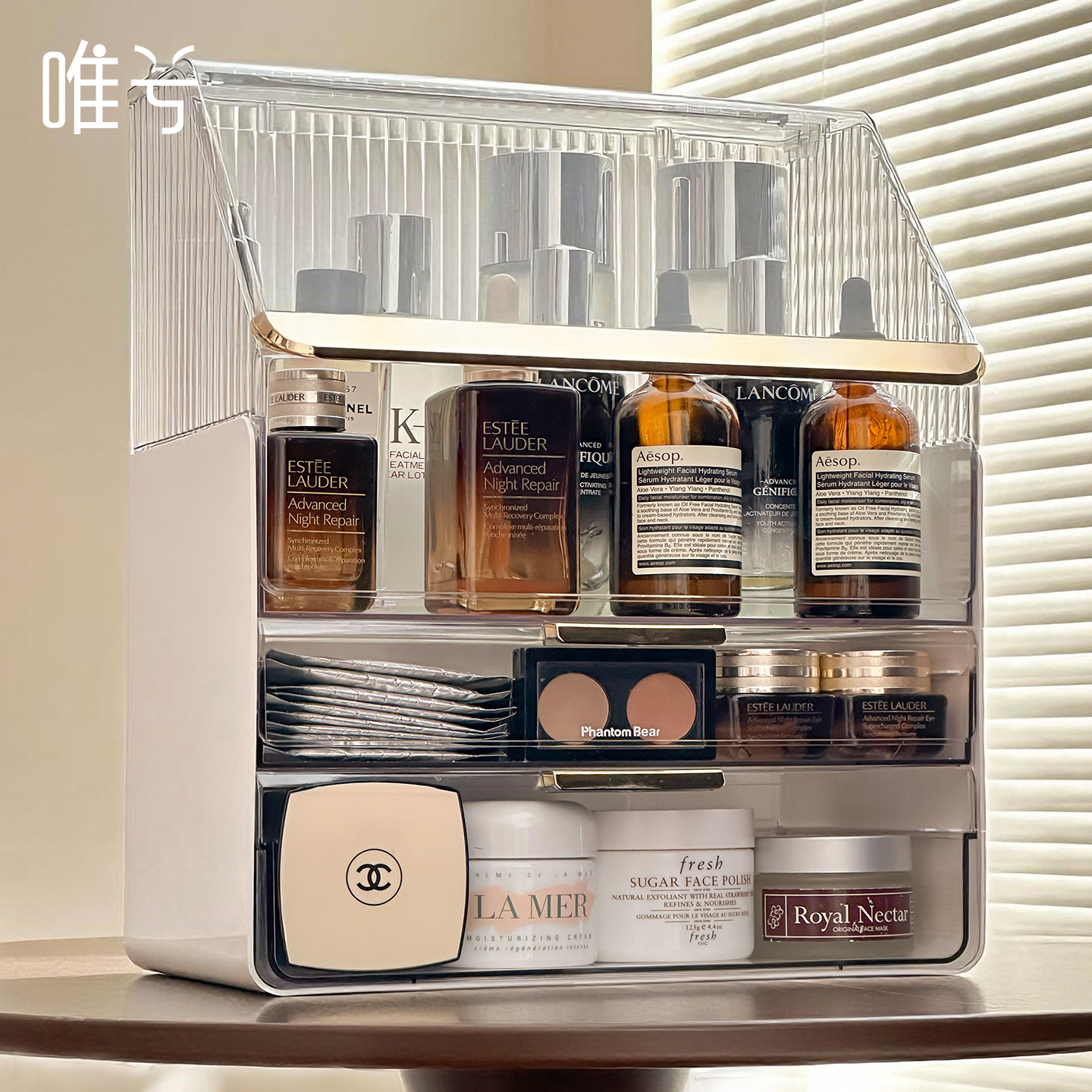 化妆品收纳盒温柔奶油色新款