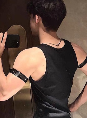 男生皮革臂环体育生1S0M衬衫袖箍型男袖环臂带项圈项链颈环上臂环