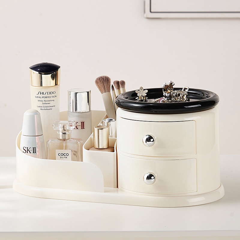 化妆品收纳盒桌面高级感护肤品置物架带抽屉杂物储物盒口红整理盒