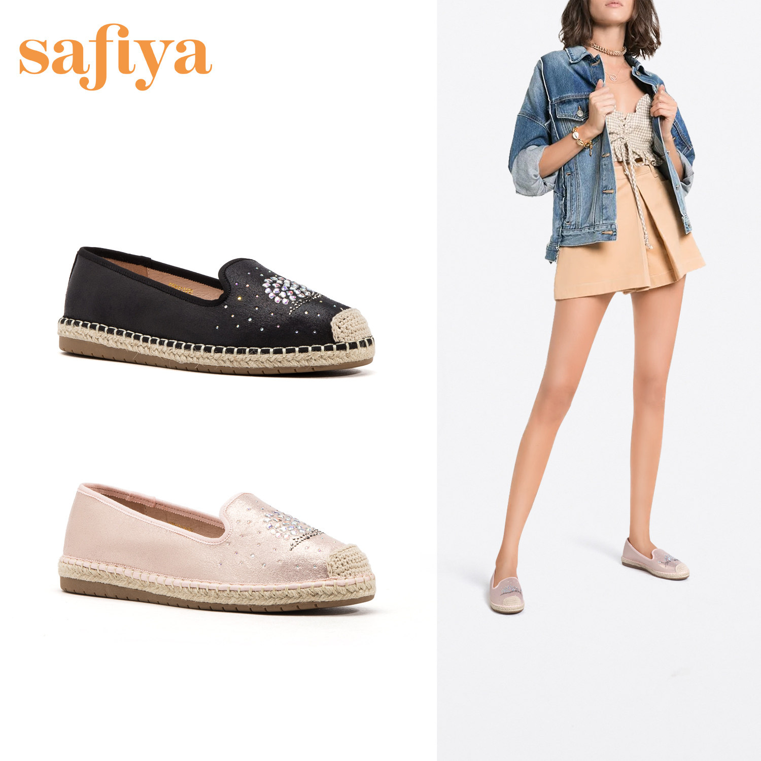 safiya/索菲娅2019春夏新单鞋平底圆头一脚蹬渔夫鞋女sf91111053