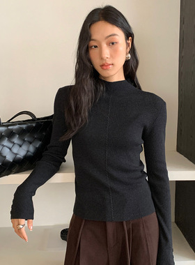 半高领纯色针织打底衫2025秋冬小个子修身内搭毛衣58560