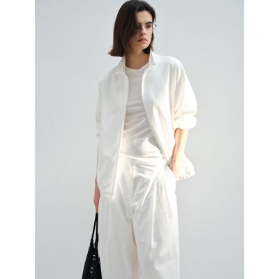 COLNE春季新款纯色极简人丝羊毛立领慵懒松弛夹克外套C6072