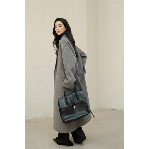 1680人生大衣MM爆版2025冬双排扣双面呢羊毛大衣女中长款毛呢