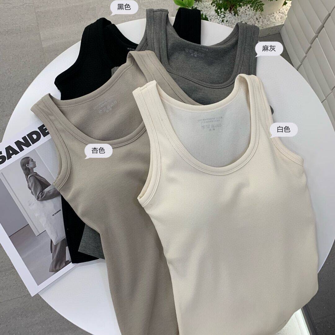 妃8790子纪带胸垫吊带背心女修身显瘦打底外穿无袖美背一体杯上衣