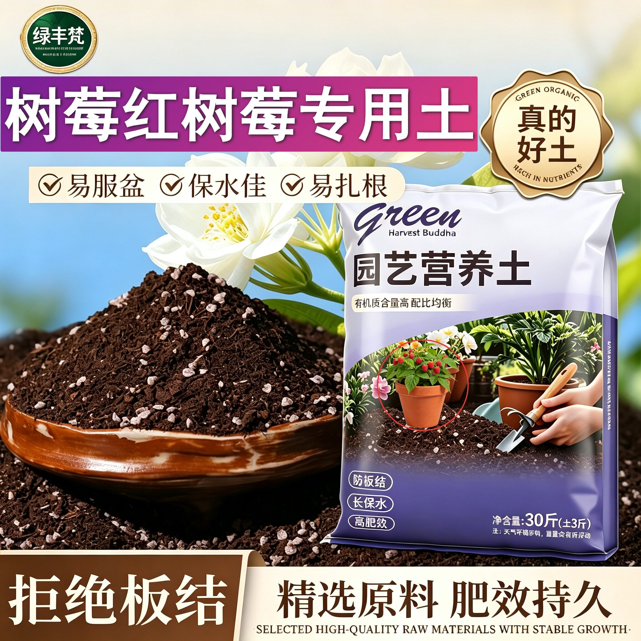 树莓红树莓适用泥炭土疏松透气菜园加牛粪有机防徒长木本育苗室内