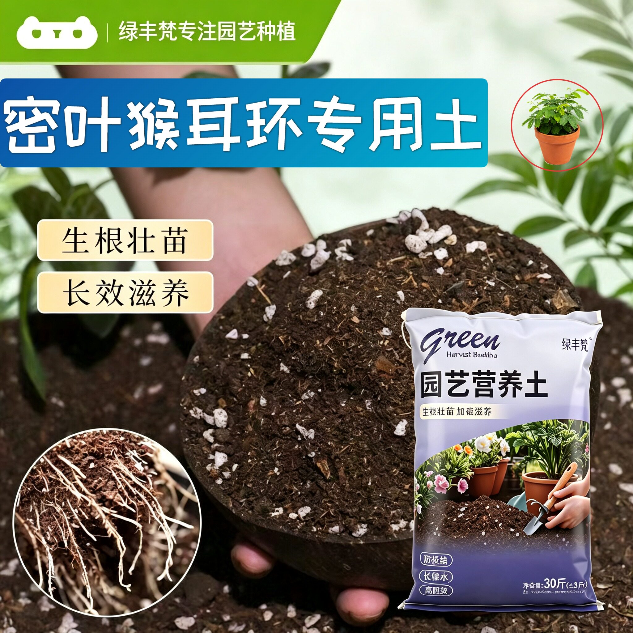 密叶猴耳环适用盆景土不闷根育苗加有机肥进口促生长球根花园多肉