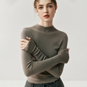 女半高领薄款 可机洗 18针精纺德国杨子纱100%羊毛衫 内搭打底毛衣