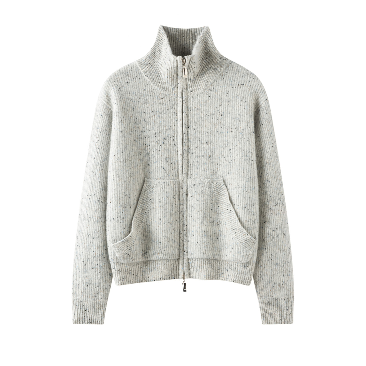 超好看高领韩版拉链山羊绒开衫女