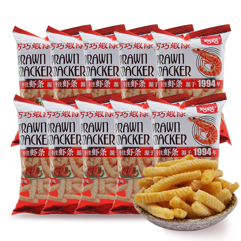 【喜盈盈】巧巧经典原味虾条网红休闲零食厂家整箱批发价
