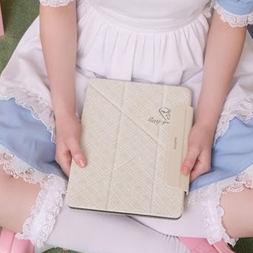 【3+y折带搭扣】浅黄色pro11适用ipadair8保护套13第11代小米平板8华为matepad13.2无笔槽vivo4壳oppo5格纹12