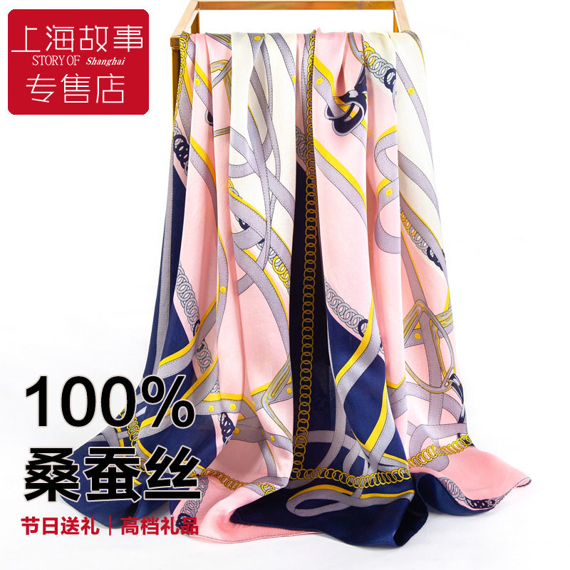 上海故事丝巾高档真丝围巾女高级感桑蚕丝大方巾妈妈款母亲节礼物