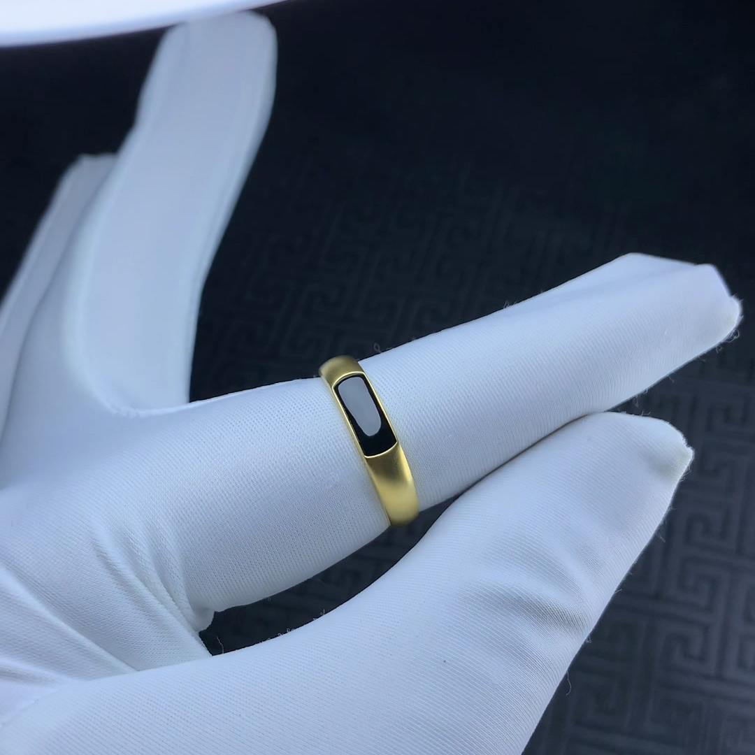 订做！18k金墨翠翡翠马鞍戒指 男士 女士戒指 高端简约大气奢华