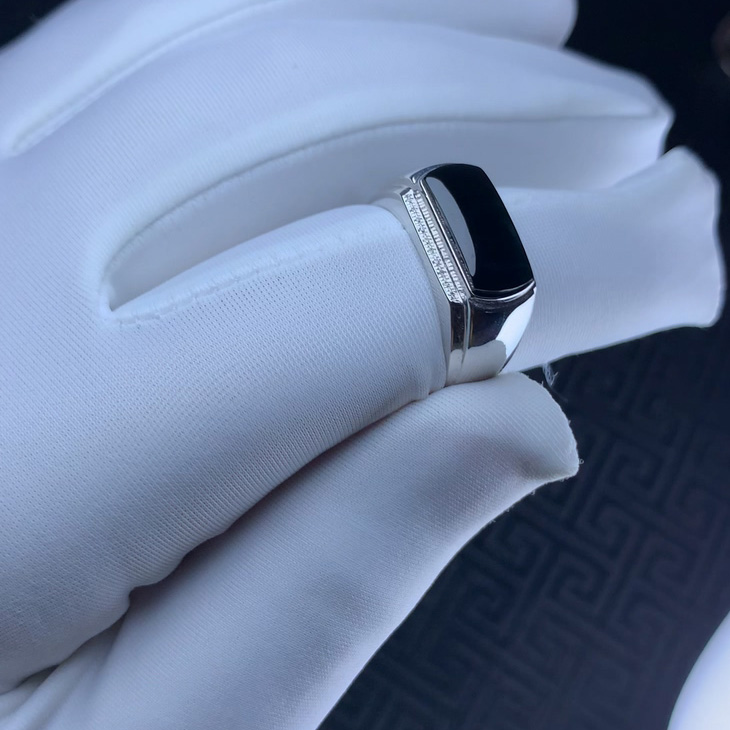 订做！18k金墨翠翡翠马鞍戒指 男士 女士戒指 高端简约大气奢华